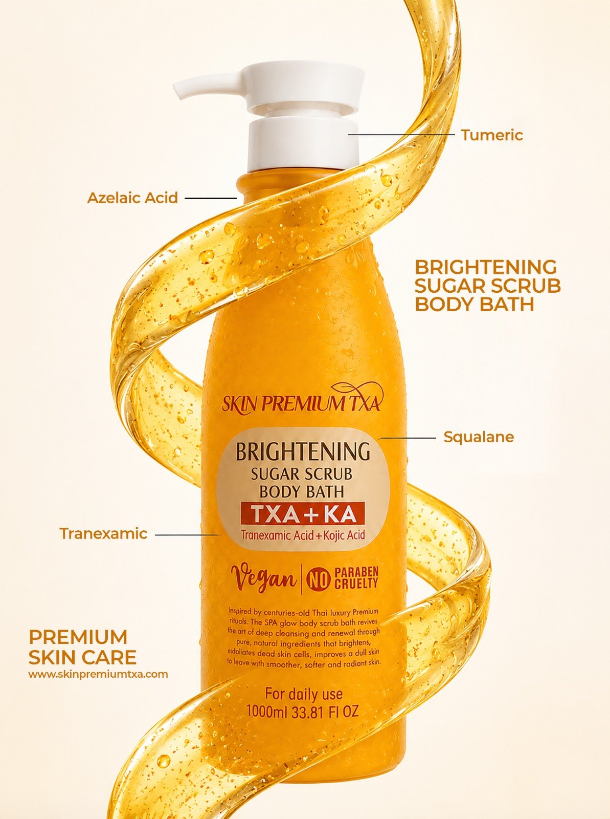 Brightening Sugar Scrub Body Bath with TXA & Kojic Acid | SKIN PREMIUM TXA